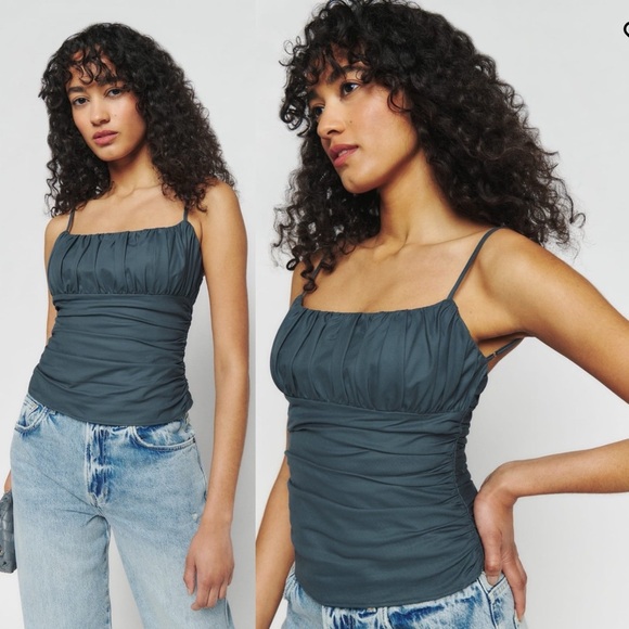 Reformation Tops - NWT Reformation Tiana Top in Slate Blue Gray Size 6 Spaghetti Strap Cami